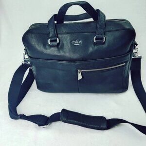 Eske Pietro Leather Black Laptop Bag